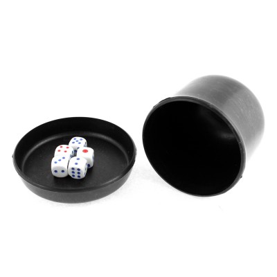 Game Dice Roller Cup Black w 5 Dices   